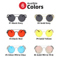 VIVIBEE Steampunk Sunglasses Men Round Red Lens Punk Sun Glasses Black Metal Gothic Style 2020 New Products Women UV400 Shades