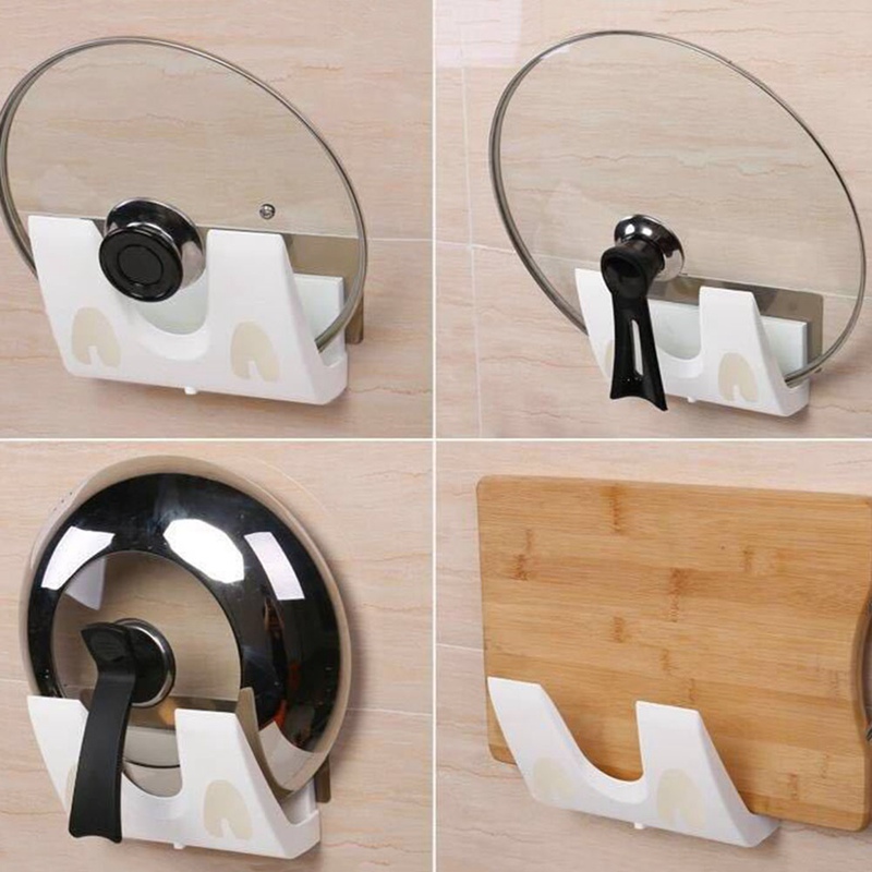 Pot Lid Rack Plastic Pan Pot Cover Drain Rack Storage Shelf Space Saving Spoon Rests Pot Clips Wall Mounted Hanging Lid Holder