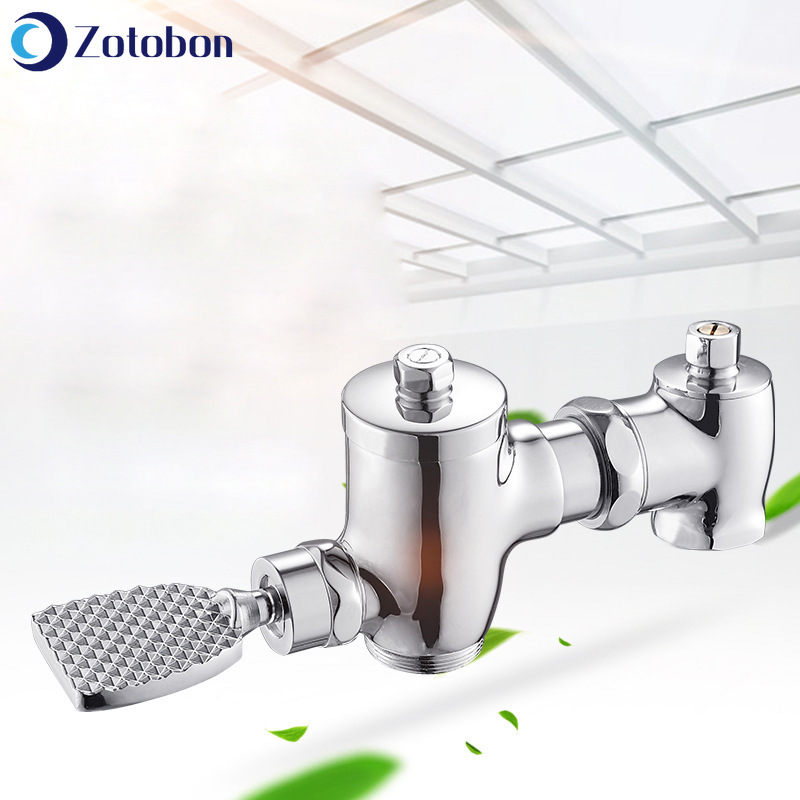 ZOTOBON Bathroom Foot Pressing Stool Flushing Valve for Squat Pan Brass Time Delay Flush Valve Squat Pot Flushometer M240