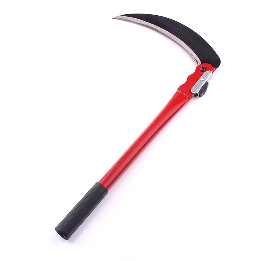 Household Gardening Cutting Grass Sickle Agricultural Folding Long Handle Hand Sickle Manganese Steel Blade Weeding Tools