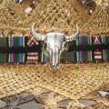Big Ox Head Belt Hollowed Out Women Men Unisex's Retro Raffia Straw Wide Brim Sun Beach Cowboy Cowgirl Western Hat (58cm)