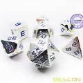Bescon Shiny Silver-Ore Lode Solid Metal Dice Set, Raw Metal Polyhedral D&D RPG 7-Dice Set