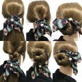 Fashion Hair Scrunchies Jewelry Ponytail Holder Bow Elastic Hair Accessories For Women Scarf Bow Tie Hair Band Ribbon Headwear