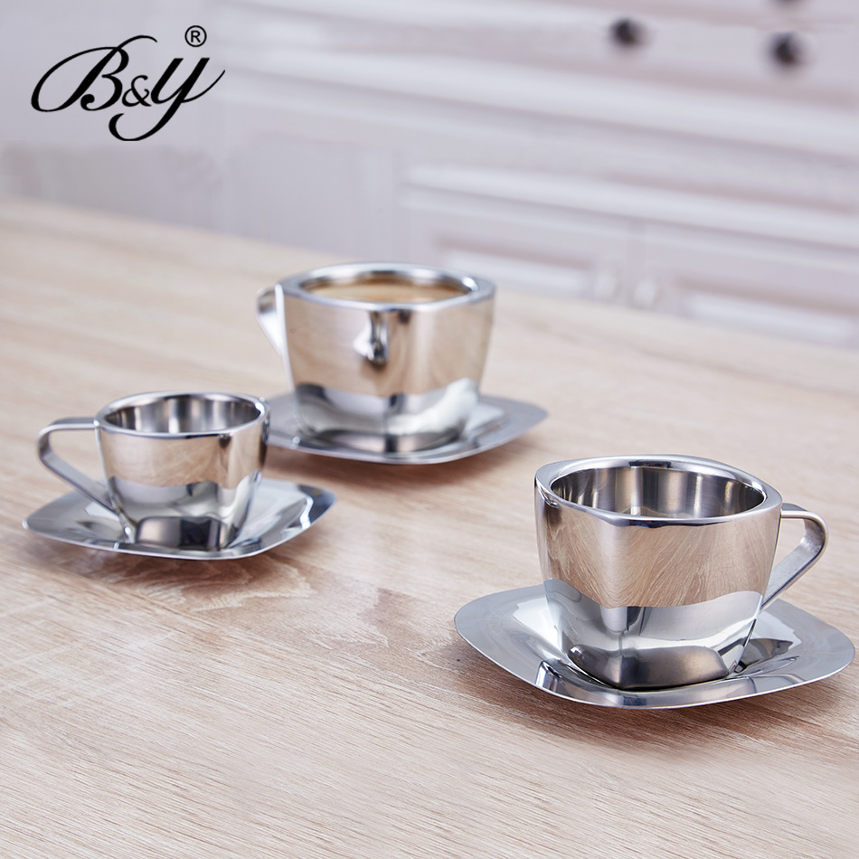 Luxury Tea Metal Cups And Saucer Sets Glass Silicone Foldable Coffee Cups And Saucer Copo Retratil De Silicone Decor OO50CS
