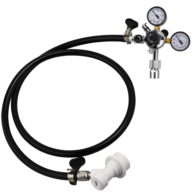 Home Brew Beer Gas Line Assembly, 5/16" PVC Gas Carbonation Hose,W21.8 Co2 Regulator with Convert Adapter for Co2 Gas Bottle