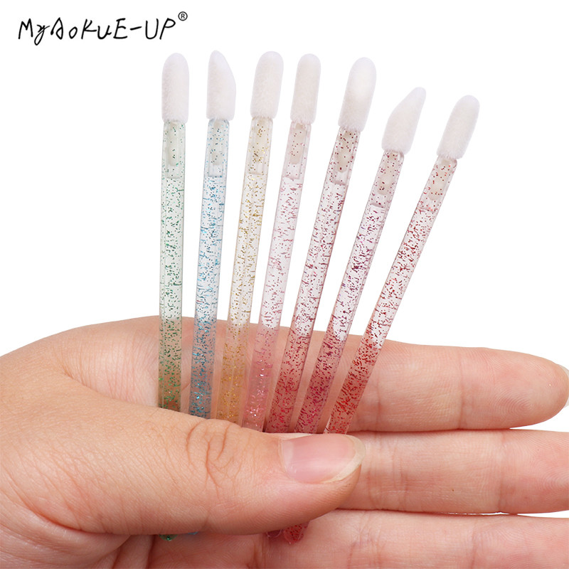 50 pcs Crystal Mascara Wands Applicator Diamond Disposable Lip brushes Cosmetic Eyelash Brush Make Up brushes Tools