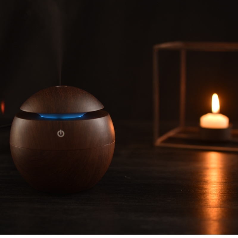 Electric Air Humidifier Essential Aroma Oil Diffuser Ultrasonic Wood Grain Humidifier USB Home Mini Mist Maker LED Light For