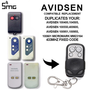 Garage Gate Door 433MHz Remote Control Clone AVIDSEN 100400 104505 100550 400600 100951 100955 4CH Slide Cover Opener