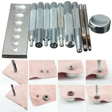 11pcs/set DIY Leather Tool Die Punch Hole Snap Rivet Button Setter Base Kit Leather Craft Tools Hole Punches Leather Punch