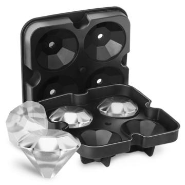 4-Cavity Silicone Tray Diamond Shape 3D Mould Ice Ball Maker Silicone Cold Drink Ice Cream Mold Whiskey Wine