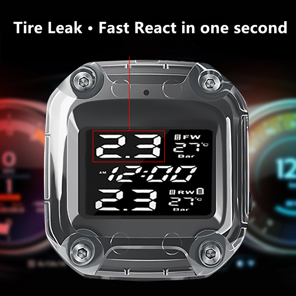 Motorcycle TPMS Tire Pressure Monitor LCD Digital Screen Magnetic Charge Auto Alarm Moto Tyre Pressure External Sensor