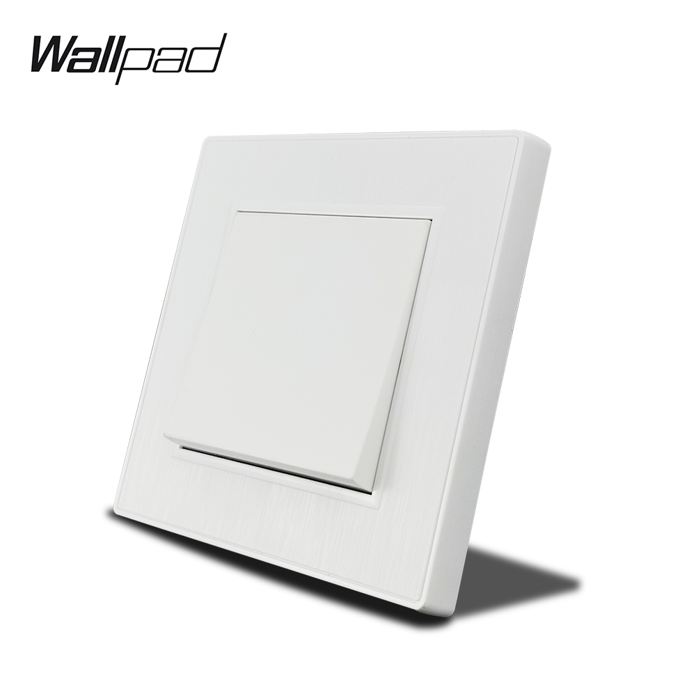 Wallpad S6 White 1 Gang Momentary Reset Pulse Wall Switch For Doorbell Roller Blind Curtain Motor with Brushed PC Panel