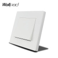 Wallpad S6 White 1 Gang Momentary Reset Pulse Wall Switch For Doorbell Roller Blind Curtain Motor with Brushed PC Panel