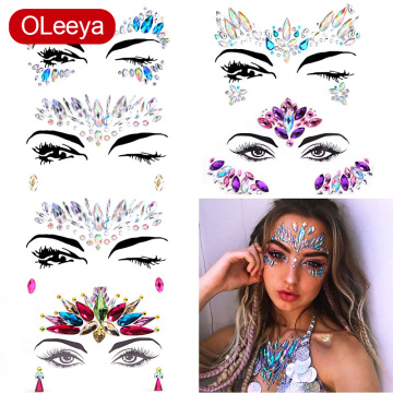 Festival Face Jewels Crystal Body Stickers Make Up Face Gems Glitter Rhinestones Face Sticker For Festival Party Dress UP F0118