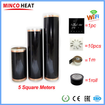 Hot 5m2 Far Infrared Floor and Wall Heating Film With Accessories Home Warming Mat AC220V 110W/M WiFi Optional