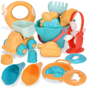 Summer Soft Plastic Baby Beach Toys Kids Mesh Bag Bath Play Set Beach Party Cart Bucket Sand Molds Tool Water Game Toys Gifts