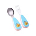 2pcs / set Baby Table Feeding Sponge Lovely Print Cartoon Baby Kids Feeding Spoon + Fork tainless Steel Baby Spoon 2018