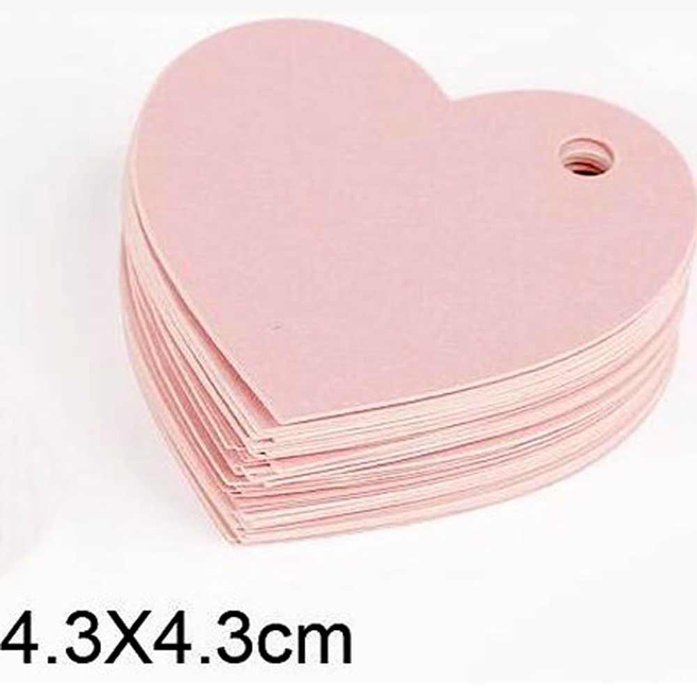 100pcs/pack Price Label Pink Heart Shape Garment labels Kraft Paper Card Wedding Favour Gift Tag DIY Tag Party Favor 4.3*4.3cm