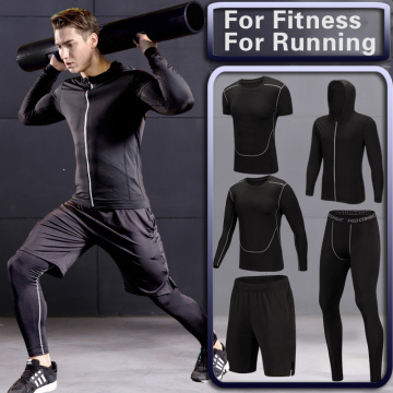 Men's Gym Training Fitness Sportswear Tights Slim Clothes Running Workout Tracksuit Suits Quick Drying High Elastic Sports Wear