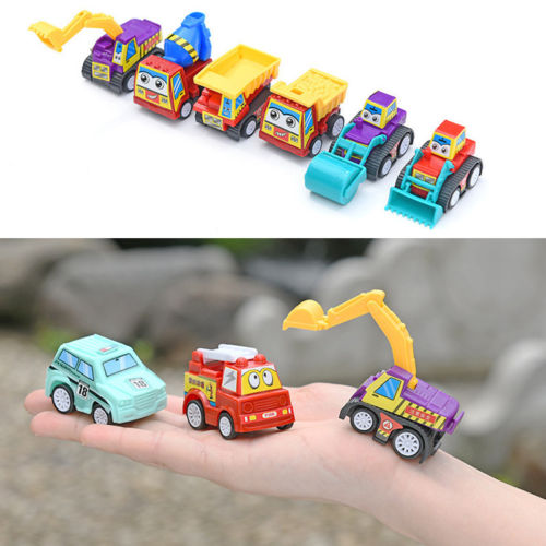 Friction Powered Cars Push and Go Toys Car Construction Vehicles Toys Set of 6