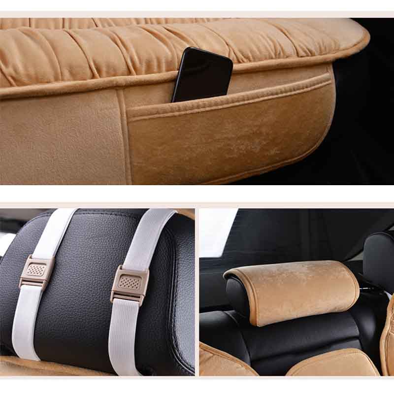 Plush Car Seat Cover Universal Winter Warm Cushion 5 Seat SUV Sedans Front and Rear Back with Backrest Car Seat Protector Pad