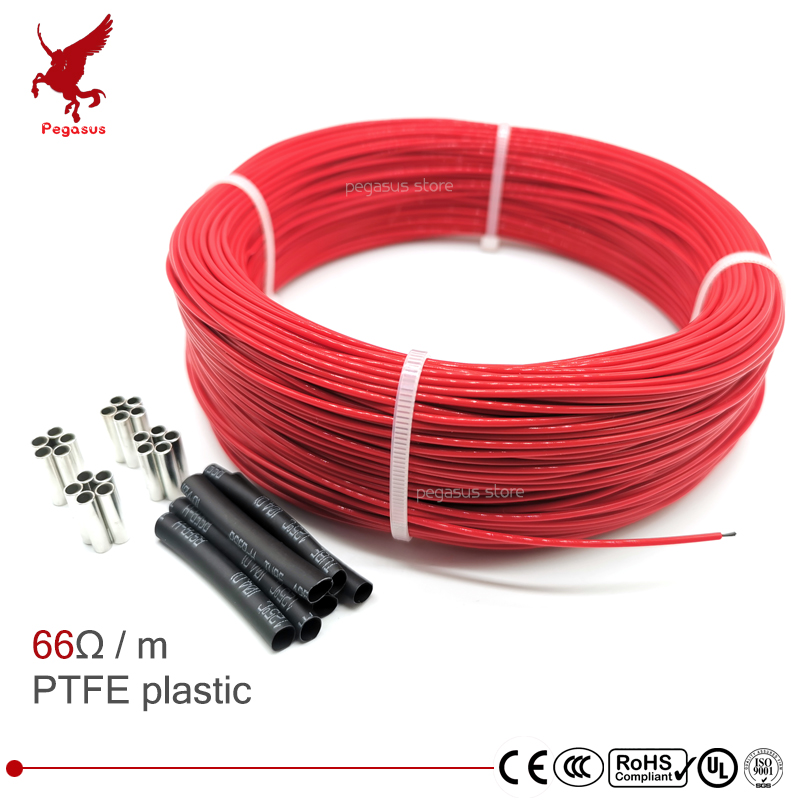 66ohm multipurpose 6k PTFE carbon fiber heating cable 5V-220V floor heating high quality infrared heating wire warm floor