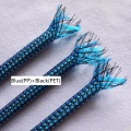 Blue Black 4 8 12mm PP Conton + PET Yarn Mixed Braided Expandable Insulated Cable Sleeve Protect Cover Wire Wrap Gland Sheath
