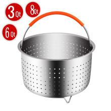 304 Stainless Steel Steamer Basket Instant Pot Accessories for 3/6/8 Qt Instant Pot Pressure Cooker with Silicone Covered Handle