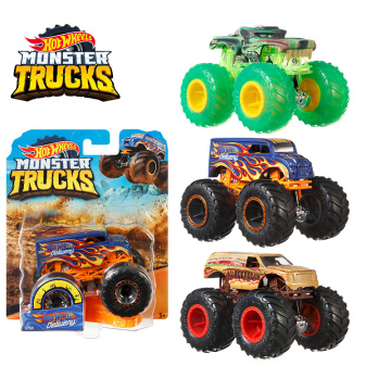 Original 1:64 Hot Wheels Monster Trucks Metal Car Toy Hotwheels Giant Wheels Big Foot Collection Wild Collision Car Toys FYJ44