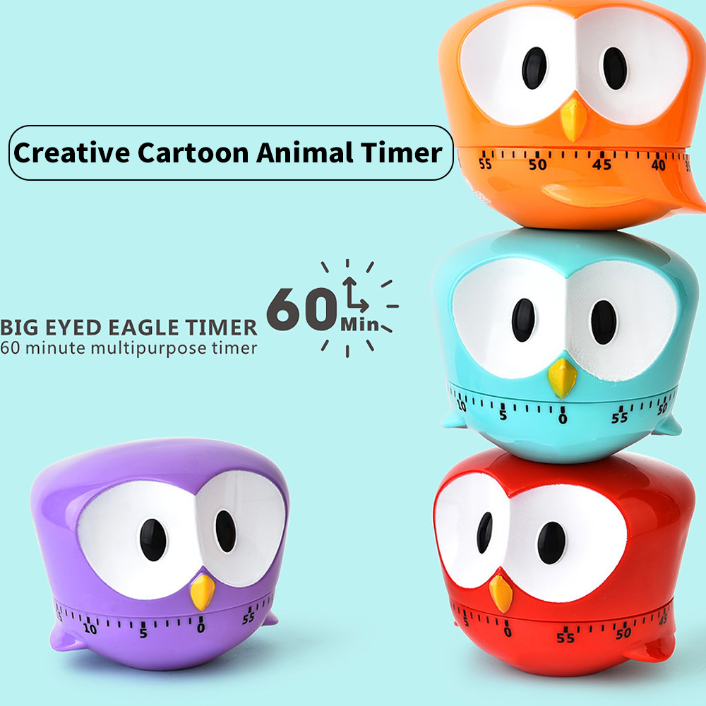Cartoon Animal Owl Shape 60 Minute Timer Easy Operate Kitchen Timer Cooking Baking Helper Kitchen Tools Home Decor