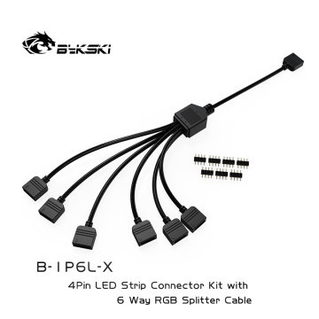 Bykski RGB 1 To 6 Sync Extension Cable, 12V 4pin, Expansion Hub For Lighting Products Synchronize To Motherboard, B-1P6L-X