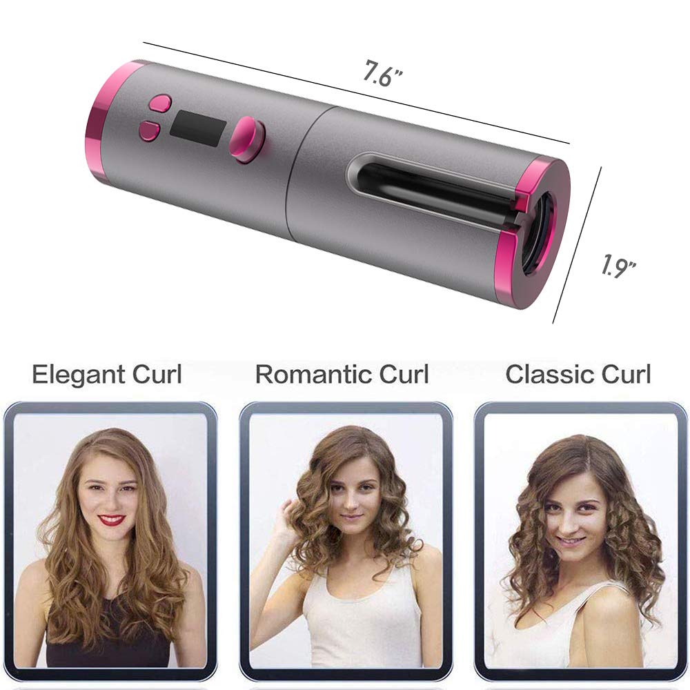Cordless Hair Curler Rechargeable Curling Iron Anti-Tangle Auto Curler Wand Spin N Curl For Curls or Waves Anytime Hair Stying
