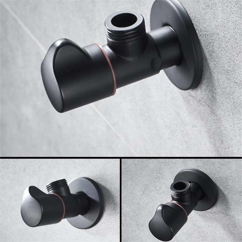 LIUYUE Bathroom Angle Filling Valve Faucets Black Stainless Steel Kitchen Cold Hot Mixer Tap Accessories Standard G1/2 Threaded