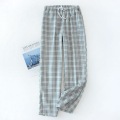 Men's Cotton Gauze Trousers Plaid Knitted Sleep Pants Mens Pajamas Pants Bottoms Sleepwear Pajama Short For Men Pijama Hombre