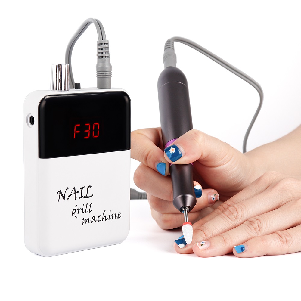 30000RPM Portable Rechargeable Nail Drill Machine Handpiece With Light Nail Polisher Manicure Remove Acrylic Milling UV Nail Gel