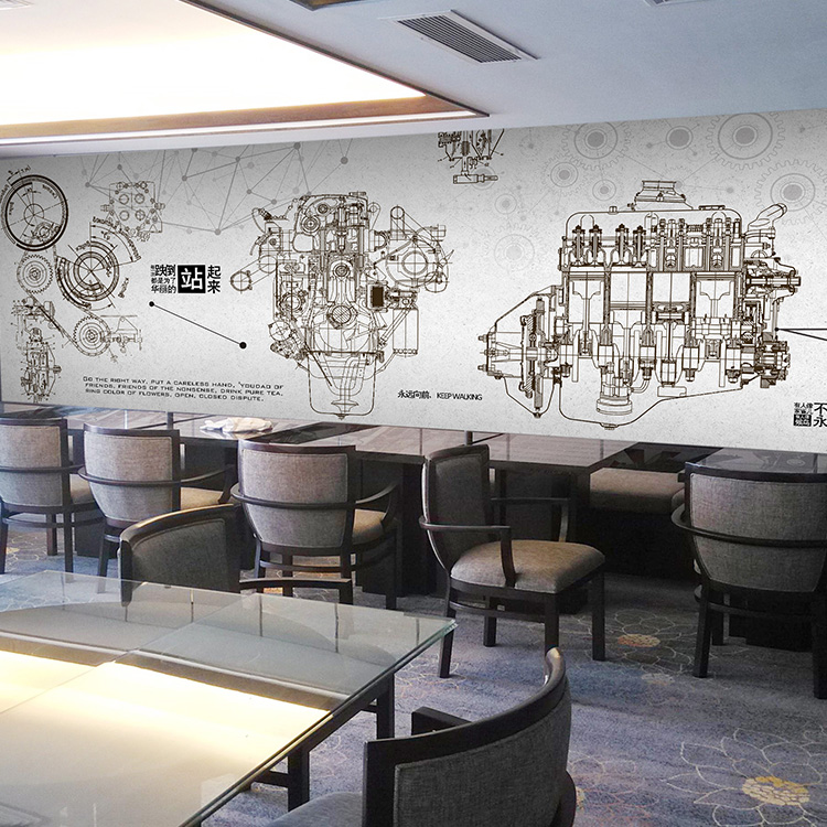 3D photo wallpaper Industrial wind auto parts wallpaper 3D metal machinery theme restaurant KTV Cafe lounge bar mural