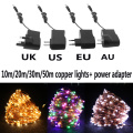 10M/20M/30M/50M Copper Wire Led String Light Waterproof Decorative Fairy Starry Lights with Power Adapter (UK,US,EU,AU Plug)