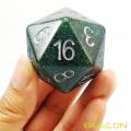 Bescon Glitter Jumbo D20 38MM, Big Size 20 Sides Dice Glitter Turquoise Green, Big 20 Faces Cube 1.5 inch