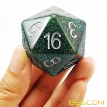 Bescon Glitter Jumbo D20 38MM, Big Size 20 Sides Dice Glitter Colors, Big 20 Faces Cube 1.5 inch