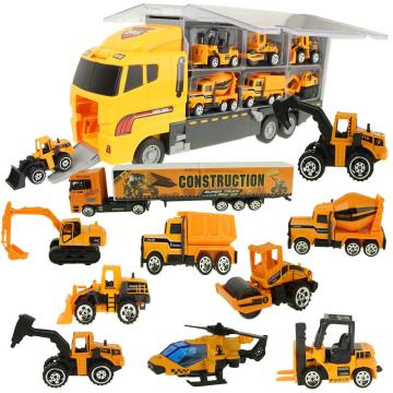 Big Truck & 6PCS Mini Alloy Diecast Car Model 1:64 Scale Toys Vehicles Carrier Truck Engineering Car Toys For Kids Boys