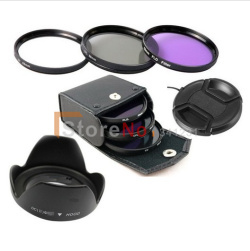 6 in 1 49mm or 52mm or 55mm 58mmUV CPLFLD Lens Filter+lens cap cover + Flower lens hood for canon nikon sony DSLR camera