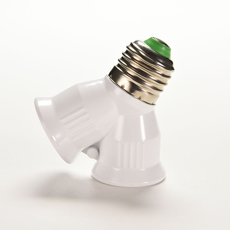 White Lamp Bulb Base Socket E27 Lamps Holder Converter Bulb Lighting 1 to 2 Splitter Adapt Converter E27 LED Halogen Light