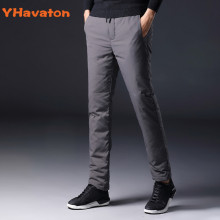 YHavaton Mens 90% White Duck Cold-proof Pants 2020 Winter Straight outside wear Business Pants Warm Duck Down Padded Trousers