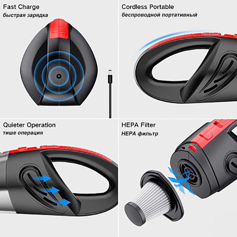 Handheld Vacuum Cordless,Powerful Cyclone Suction Portable Rechargeable Vacuum Cleaner easy using ,Quick Charge Wet Dry