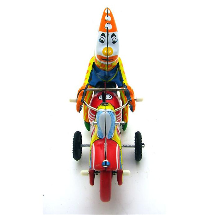 Vintage Clockwork Wind Up Clown on motorcycle toys Photography Children Kids Adult Tin Toys Classic Toy Christmas Gift