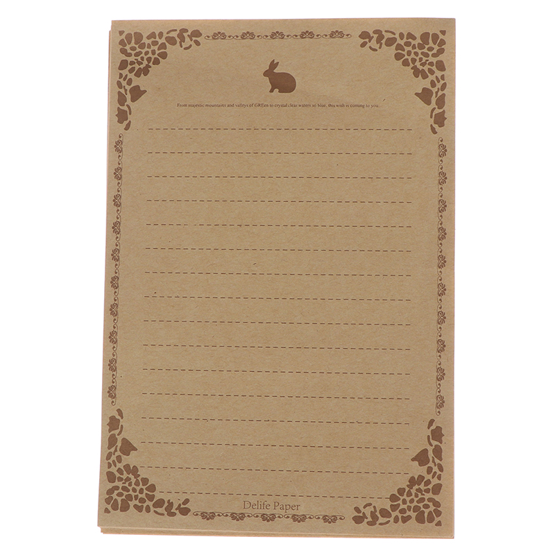 8 Sheets Letter Paper Vintage Flower Design Letterhead Letter Kraft Brown Writing Paper Letter Pad Drawing Sketch Pad Stationery