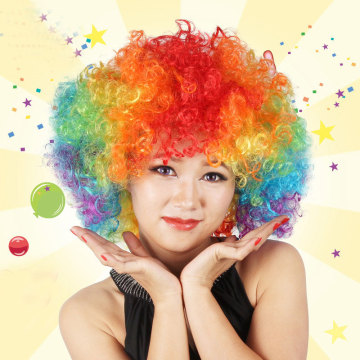 Umorden Halloween Carnival Costume Props Multi Color Circus Clown Head Piece Cosplay Fluffy Headwear Curls Crimps for Men Women