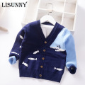 Baby Boys Sweater Cardigan Coat 2020 Autumn Winter Children's Sweaters Kids Knit Clothes Cartoon Whale V-Neck Toddler Sweaters