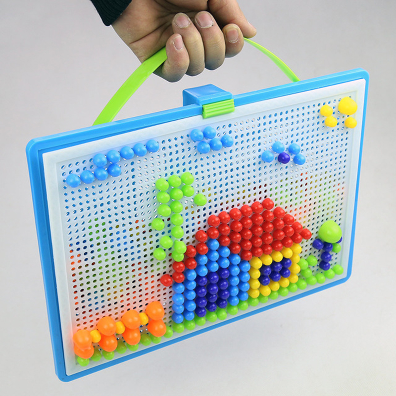 Children's DIY Construction Beads Toys Mushroom Granules Inserted Into Blocks Toys Pixel Art Kid's Constructor Beads Blocks Toys