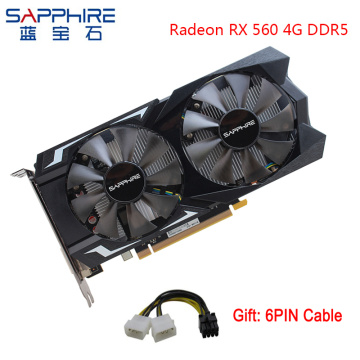 SAPPHIRE AMD Radeon RX 560 4GB 128bit GDDR5 Graphics Card PCI Desktop RX560D Video Card For PC Gaming For Used Cards Gamer